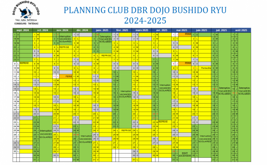 Calendrier de la saison 2024 2025